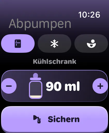 Abpumpen in den Milchvorrat