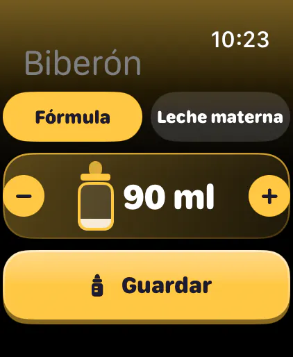 Registrando un biberón