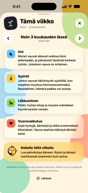 Mitä odottaa, viikko viikolta