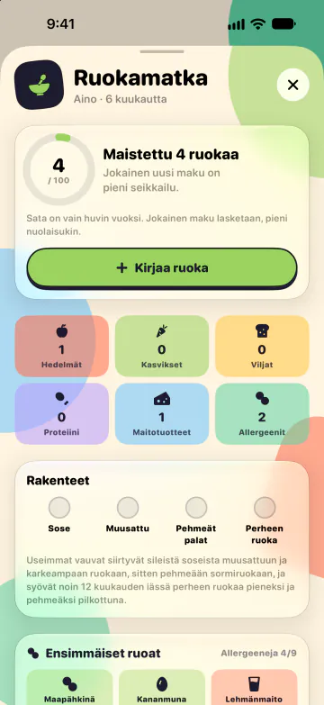 Kiinteät ruoat pöytään