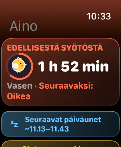 Edellisestä syötöstä, seuraava puoli näkyvissä