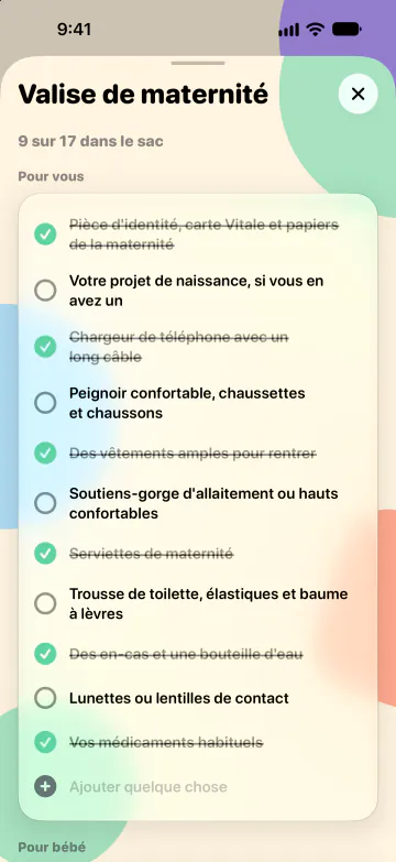 Valise de maternité