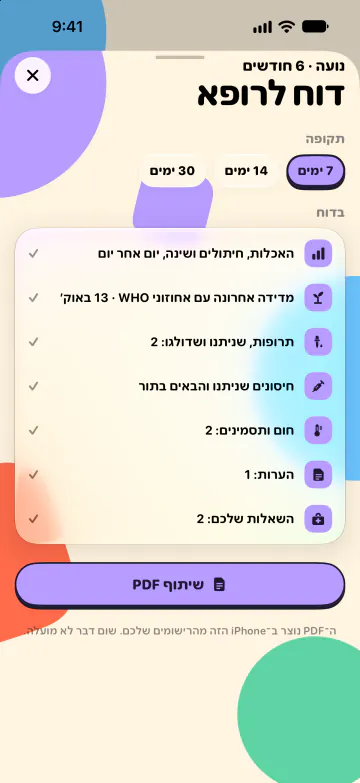 דוח לרופא/ת הילדים