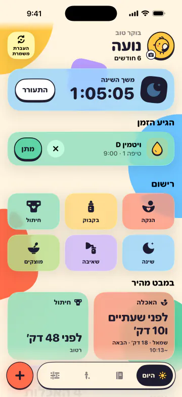כל האכלה, שינה וחיתול בנגיעה אחת