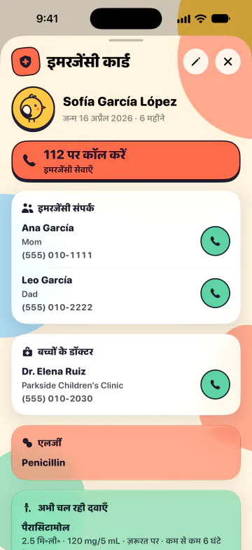 इमरजेंसी कार्ड