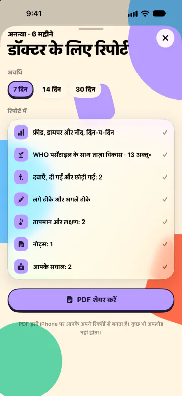 बच्चों के डॉक्टर के लिए रिपोर्ट