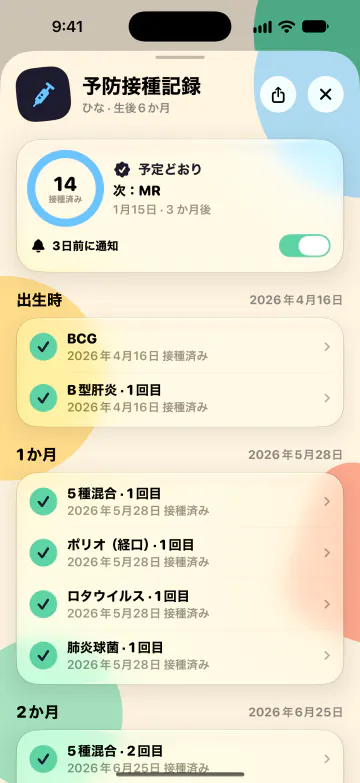 予防接種記録