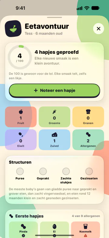 Aan tafel met vast voedsel