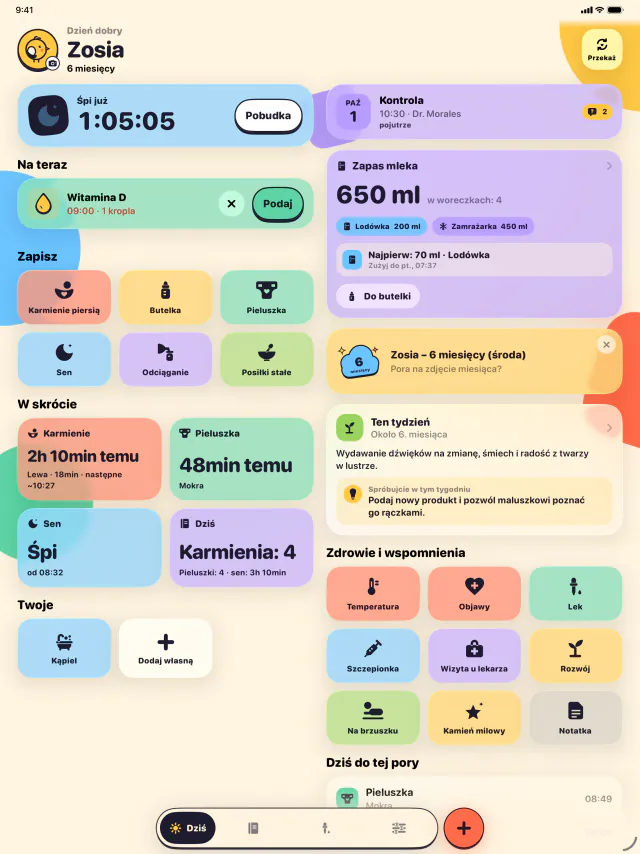 iPad · Karmienie, drzemka i pieluszka jednym dotknięciem