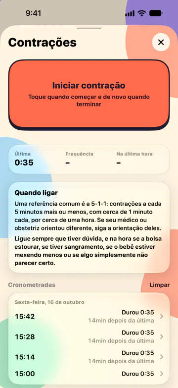 Cronômetro de contrações