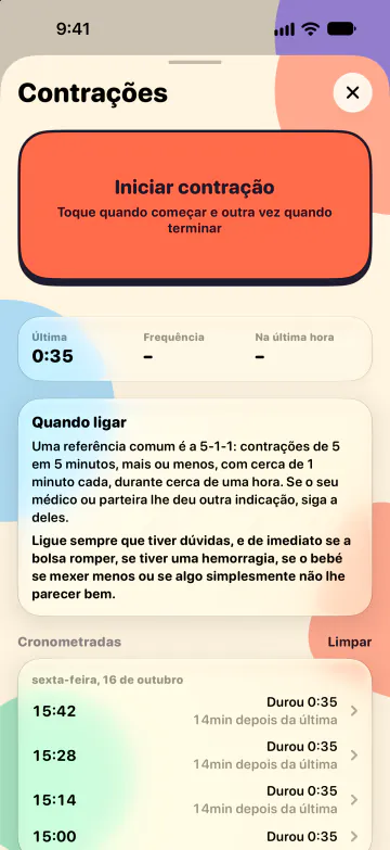 Cronómetro de contrações