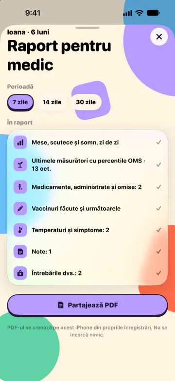 Raport pentru medicul pediatru