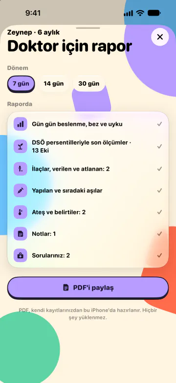 Çocuk doktoru için rapor