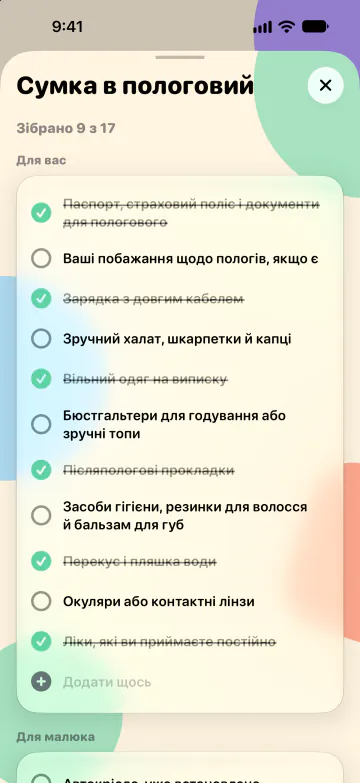 Сумка в пологовий