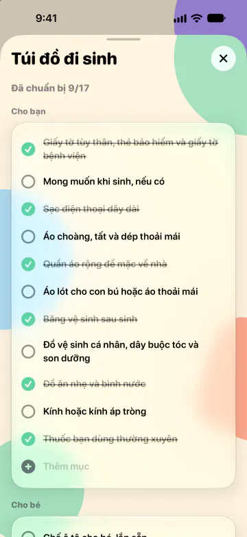 Túi đồ đi sinh