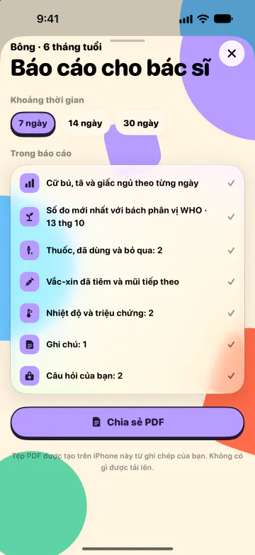Báo cáo cho bác sĩ nhi